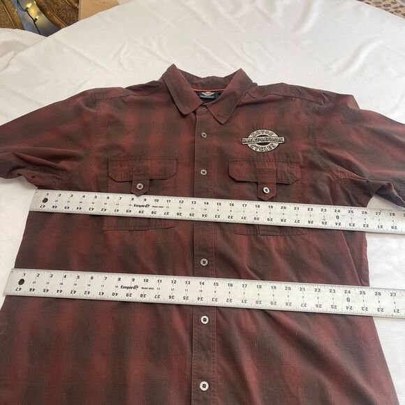Harley Davidson Motorcycle Embroidered Plaid Button Up Shirt Size XXL - Picture 4 of 8